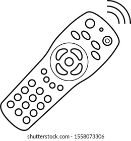 Universal TV remote control. Vector outline icon.