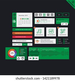 Universal UI Kit for designing responsive websites, mobile apps & user interface in Green modern color scheme.