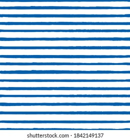 Universal unisex dark navy blue nautical marine coastal seamless repeat pattern with grunge torn texture jagged vector horizontal thin skinny stripe