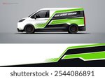 Universal van wrap livery design with racing style. Car wrap design printable file vector