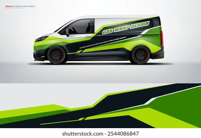 Universal van wrap projeto de livery com estilo de corrida. Vetor de arquivo imprimível de design de envoltório de carro