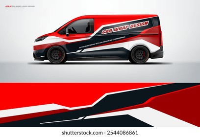 Universal van wrap livery design with racing style. Car wrap design printable file vector