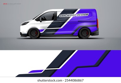 Diseño de librea envolvente de furgoneta universal con estilo de carreras. Vector de archivo imprimible de diseño de envoltura de coche