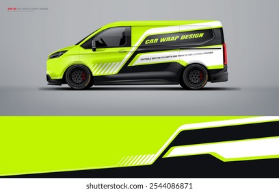 Diseño de librea envolvente de furgoneta universal con estilo de carreras. Vector de archivo imprimible de diseño de envoltura de coche