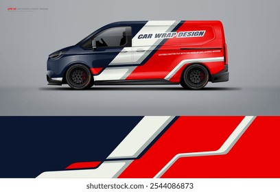 Universal van wrap projeto de livery com estilo de corrida. Vetor de arquivo imprimível de design de envoltório de carro