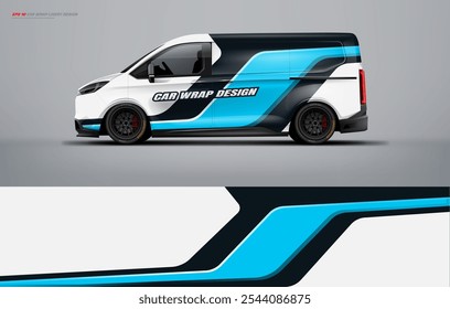 Diseño de librea envolvente de furgoneta universal con estilo de carreras. Vector de archivo imprimible de diseño de envoltura de coche