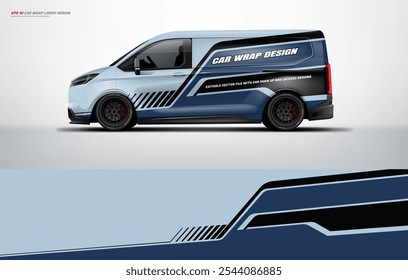 Universal van wrap projeto de livery com estilo de corrida. Vetor de arquivo imprimível de design de envoltório de carro