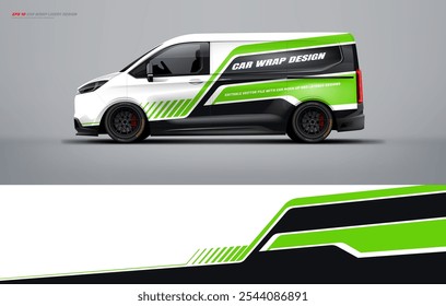 Universal van wrap livery design with racing style. Car wrap design printable file vector