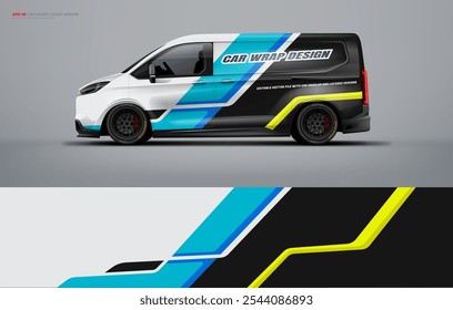 Diseño de librea envolvente de furgoneta universal con estilo de carreras. Vector de archivo imprimible de diseño de envoltura de coche