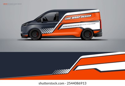Universal van wrap livery design with racing style. Car wrap design printable file vector