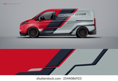 Universal van wrap livery design with racing style. Car wrap design printable file vector