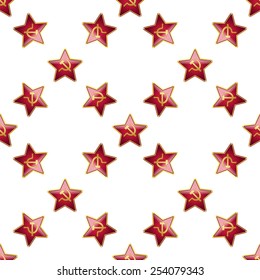 Universal vector badge Soviet Union stars seamless patterns tiling. Russian theme with balls.