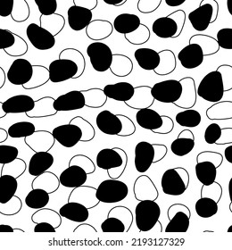 Universal vector black and white seamless pattern. Monochrome geometric ornaments. Cells, cobblestones, pavement. Black and gray. Texture for scrapbooking, wrapping paper, textiles, home decor. 