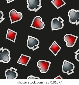 Universal vector casino cards seamless patterns tiling. 