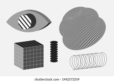 Universal vector geometric shapes composition with nice texture. Black and white bold Design objects, elements for Magazine, leaflet, sale poster concepts, brochure, branding and more.