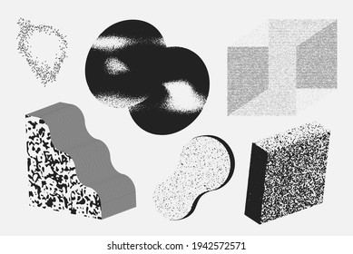 Universal vector geometric shapes composition with nice texture. Black and white bold Design objects, elements for Magazine, leaflet, sale poster concepts, brochure, branding and more.