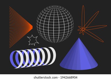 Universal vector geometric shapes composition with nice texture. Bright bold Design objects, elements for Magazine, leaflet, sale poster concepts, brochure, branding and more.