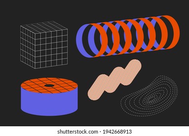 Universal vector geometric shapes composition with nice texture. Bright bold Design objects, elements for Magazine, leaflet, sale poster concepts, brochure, branding and more.