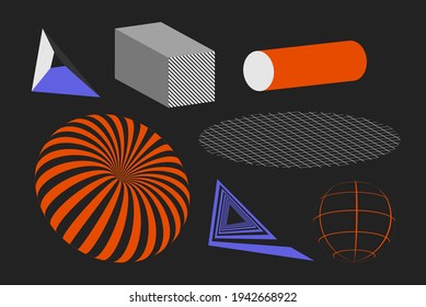 Universal vector geometric shapes composition with nice texture. Bright bold Design objects, elements for Magazine, leaflet, sale poster concepts, brochure, branding and more.