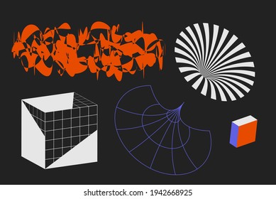 Universal vector geometric shapes composition with nice texture. Bright bold Design objects, elements for Magazine, leaflet, sale poster concepts, brochure, branding and more.