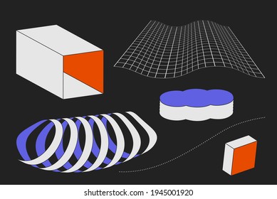 Universal vector geometric shapes composition with nice texture. Bright bold Design objects, elements for Magazine, leaflet, sale poster concepts, brochure, branding and more.