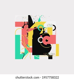 Universal vector geometric shapes composition with nice texture. Bright bold Design objects, elements for Magazine, leaflet, sale poster concepts, brochure, branding and more.