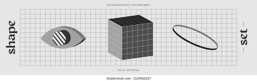 Universal vector geometric shapes composition with nice texture. Bright bold Design objects, elements for Magazine, leaflet, sale poster concepts, brochure, branding and more.