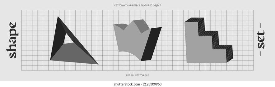 Universal vector geometric shapes composition with nice texture. Bright bold Design objects, elements for Magazine, leaflet, sale poster concepts, brochure, branding and more.