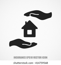 The universal vector icon on the Insurance theme: Black House And Palm. Modern flat design. For mobile and web design. EPS 10.