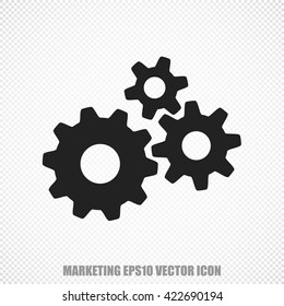 The universal vector icon on the marketing theme: Black Gears. Modern flat design. For mobile and web design. EPS 10.