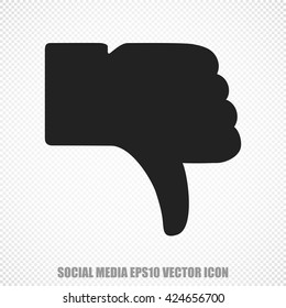 The universal vector icon on the social network theme: Black Thumb Down. Modern flat design. For mobile and web design. EPS 10.