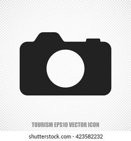 The universal vector icon on the travel theme: Black Photo Camera. Modern flat design. For mobile and web design. EPS 10.