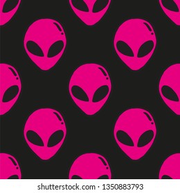 Universal vector icons alien heads seamless patterns tiling