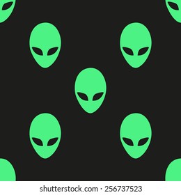 Universal vector icons alien heads seamless patterns tiling. 