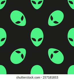 Universal vector icons alien heads seamless patterns tiling. 