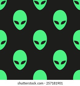 Universal vector icons alien heads seamless patterns tiling. 