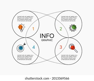Universal Vector Infographic With 4 Options, Steps or Processes. Simple Flat Elements for Infographic. Concept For Presentation, Report, Workflow, Strategy. Business Data Visualization.