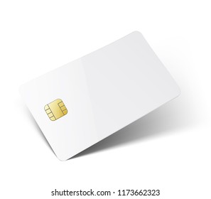 Universal vector mockup of plastic card with realistic shadow and chip isolated on white background. Vector illustration. EPS10.