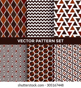 Universal Vector Pattern Set - Collection of Six Pattern Designs on White Background