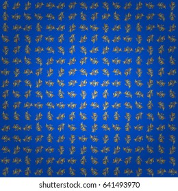 Universal vector pattern for wallpapers, textile, fabric, wrapping paper, packaging box etc. Vintage pattern on blue background. Seamless pattern with golden elements for design in retro style.
