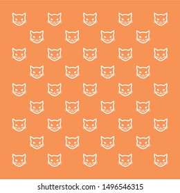 Universal vector seamless pattern of Cat face on solid orange color background.  Abstract monochrome minimalist background. Design element for decor, prints, textile, fabric, furniture, web
