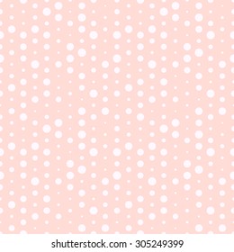 Universal vector seamless pattern. Endless texture can be used for wallpaper, pattern fills, web page background, surface texture. Cute pink and white dotted ornament.