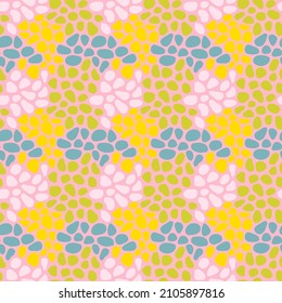 Universal vector seamless pattern. Multicolored geometric ornaments. Cells, cobblestones, paving stones. Texture for scrapbooking, wrapping paper, textiles, home decor.