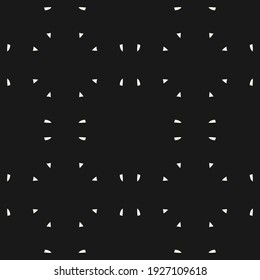 Universal vector seamless pattern. Simple minimal geometric texture. Abstract monochrome minimalist background with small dots, triangles. Stylish dark design for decor, print, wallpaper, cover, web