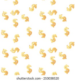 Universal vector seamless patterns tiling. Finance theme with gold dollar symbol. Endless texture can be used for wrapper, cover, package, pattern fills, surface textures. 