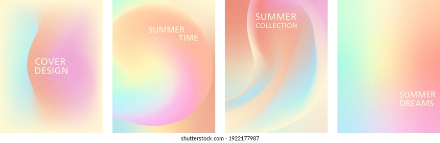 Universal vector set cover templates and grainy gradient in warm summer colors  For the design brochures  flyers  social media networks  business cards   other bright projects 