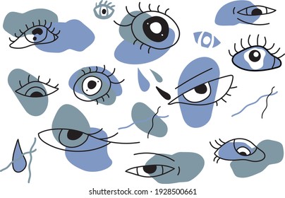Formas geométricas de tendencia VECTOR universal fijadas con ojos. Diseño perfecto para Revista, Folleto, Cartón, Venta