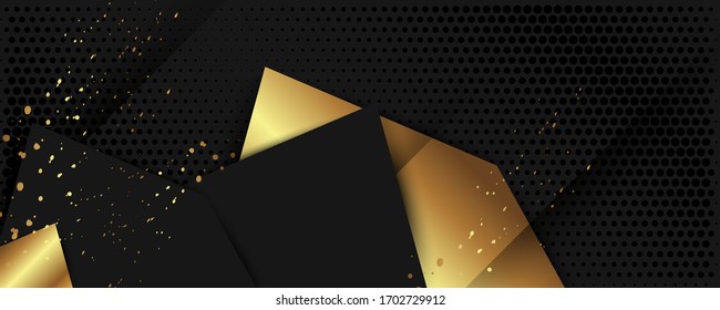 Una versión universal de la base para una Boda o elementos dorados de Navidad puntos círculos y líneas diseñar fondo negro fondo abstracto color brillante dorado
