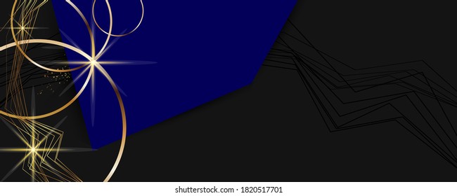 A universal version of the basis for a Wedding or Christmas gold elements dots circles and lines design black background abstract shiny color golden