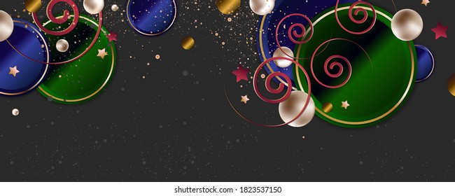 Una versión universal de la base para una Boda o elementos de oro de Navidad puntos círculos y líneas diseño fondo negro color brillante abstracto dorado